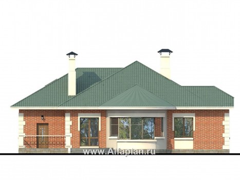 Проекты домов Альфаплан - «Линия судьбы» - одноэтажный дом с бильярдной в мансарде - превью фасада №4