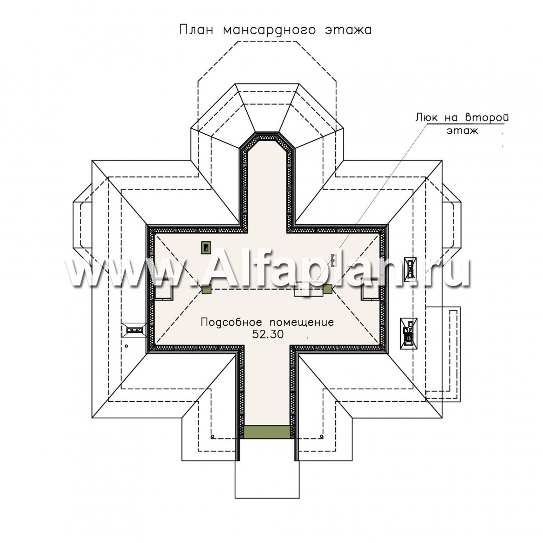 Проекты домов Альфаплан - «Головин плюс» - аристократический коттедж с бассейном в цоколе - изображение плана проекта №4