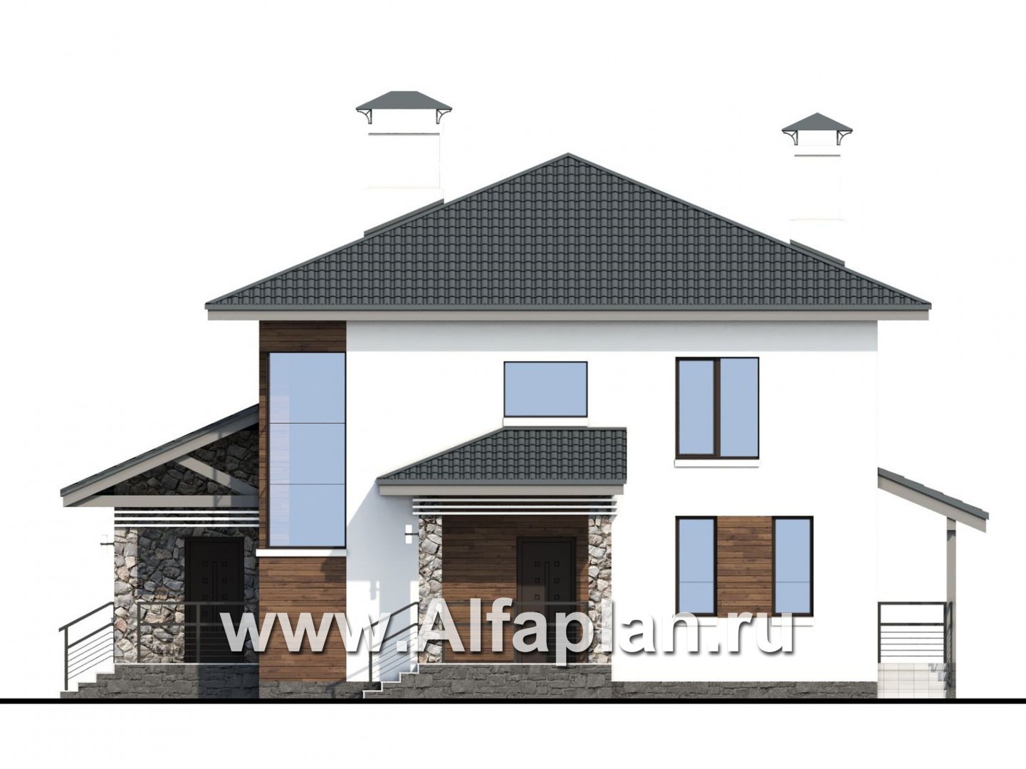 Проекты домов Альфаплан - Здание управления коттеджного поселка - изображение фасада №2