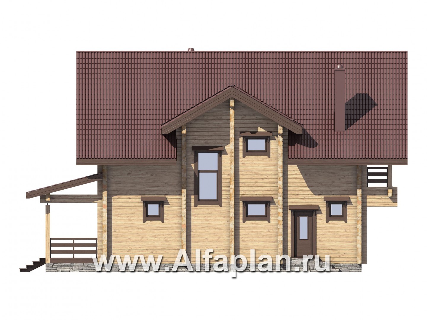 Проекты домов Альфаплан - Комфортабельный дом из бруса - изображение фасада №4