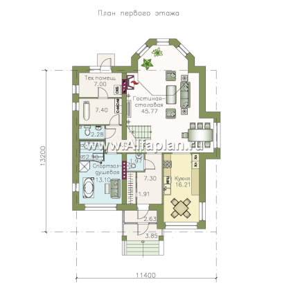 Проекты домов Альфаплан - «Дженни Врен» - комфортный загородный дом - превью плана проекта №1