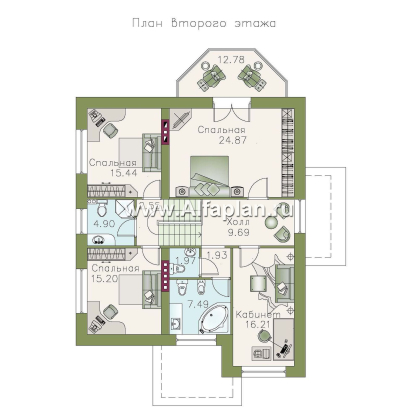 Проекты домов Альфаплан - «Дженни Врен» - комфортный загородный дом - превью плана проекта №2