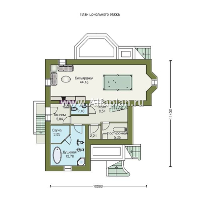 Проекты домов Альфаплан - «Приорат Плюс» - проект коттеджа с цоколем - превью плана проекта №1