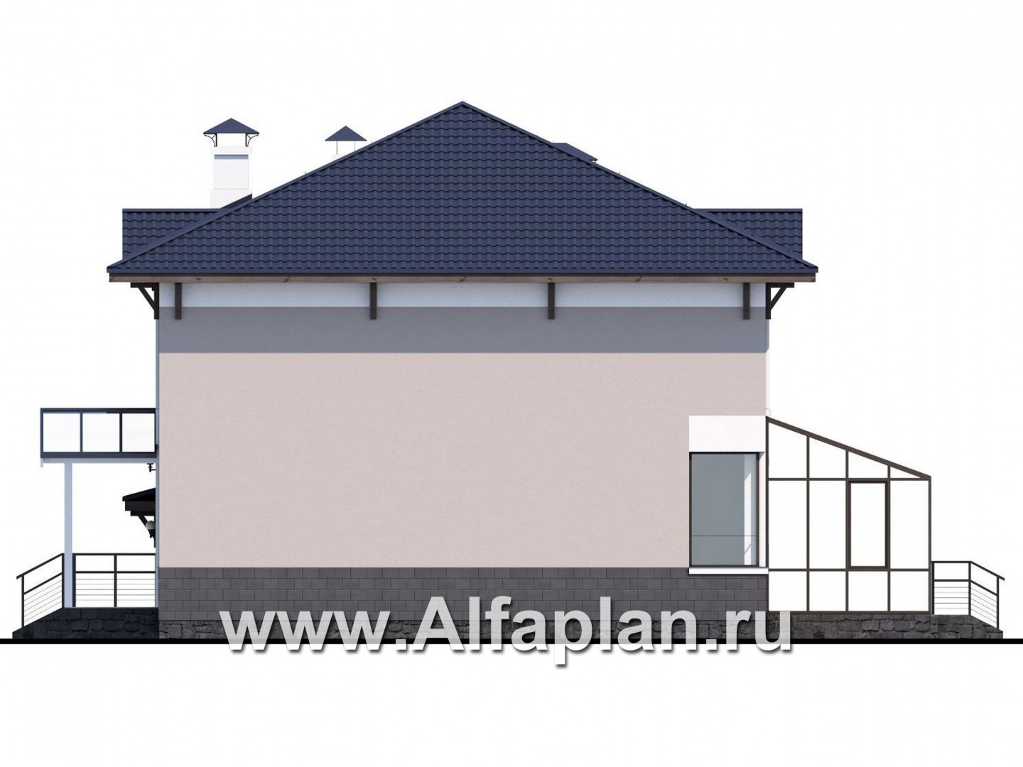 Проекты домов Альфаплан - «Четыре сезона» - современный дом с гаражом и эффектной гостиной - изображение фасада №2