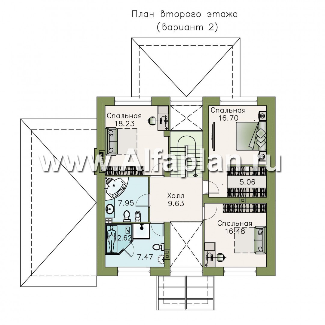 Проекты домов Альфаплан - «Четыре сезона» - современный дом с гаражом и эффектной гостиной - план проекта №3