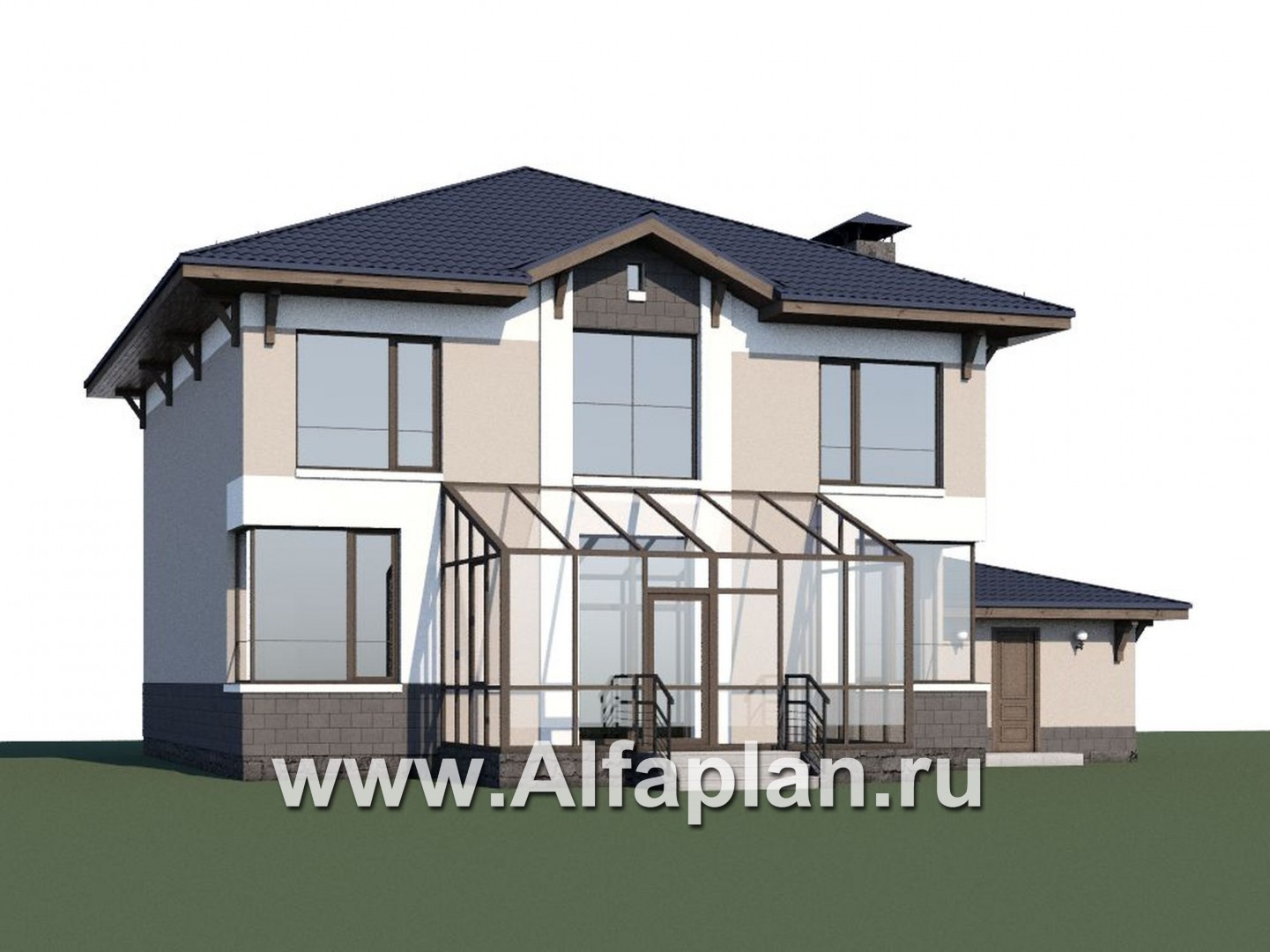 Проекты домов Альфаплан - «Четыре сезона» - современный дом с гаражом и эффектной гостиной - дополнительное изображение №1