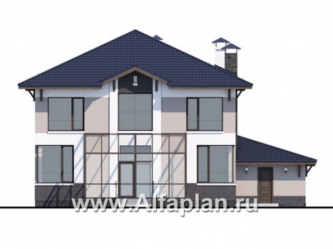 Проекты домов Альфаплан - «Четыре сезона» - современный дом с гаражом и эффектной гостиной - превью фасада №4