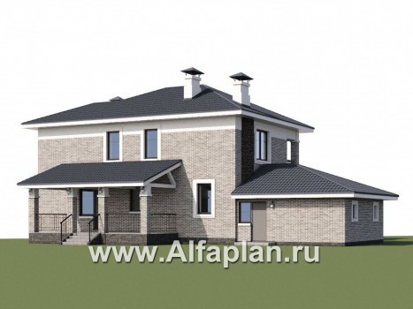 Проекты домов Альфаплан - «Топаз» - проект дома с открытой планировкой и гаражом - превью дополнительного изображения №1
