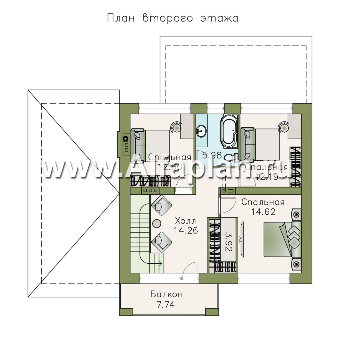 Проекты домов Альфаплан - «Орбита» - современный и удобный компактный дом - изображение плана проекта №2