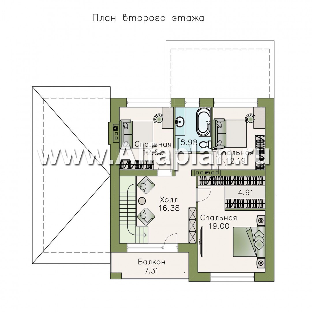 Проекты домов Альфаплан - «Орбита» - современный и удобный, компактный дом - изображение плана проекта №3