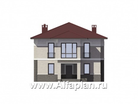 Проекты домов Альфаплан - Двухэтажный дом для узкого участка - превью фасада №1