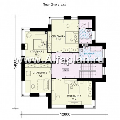 Проекты домов Альфаплан - Двухэтажный дом в современном стиле - превью плана проекта №2