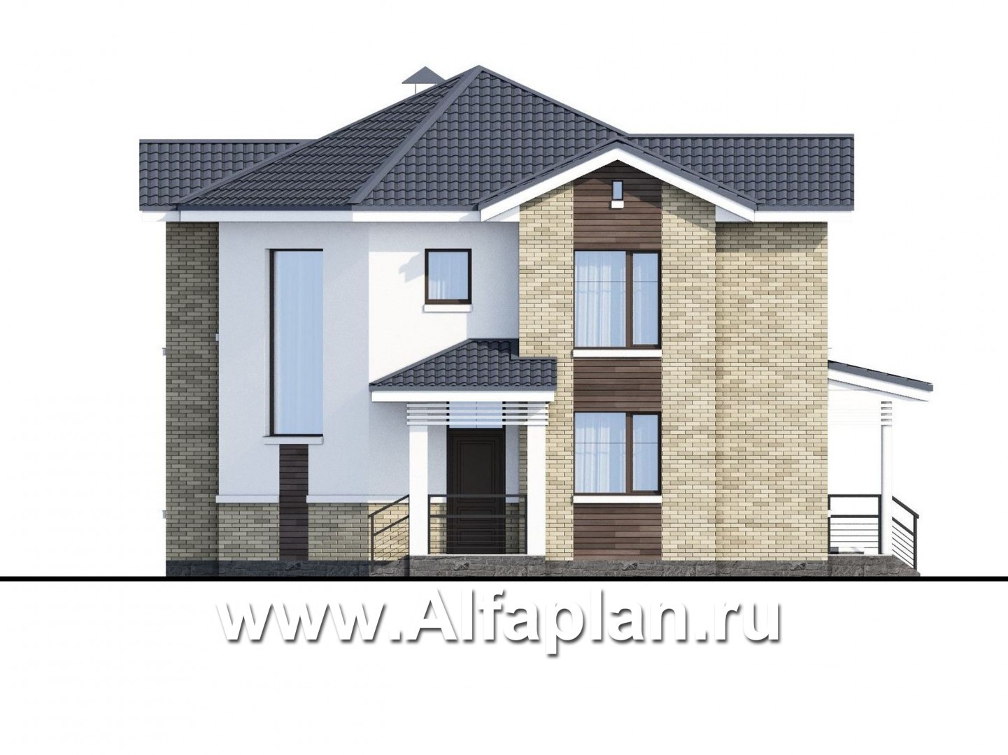 Проекты домов Альфаплан - NotaBene - компактный проект с оригинальным планом - изображение фасада №1