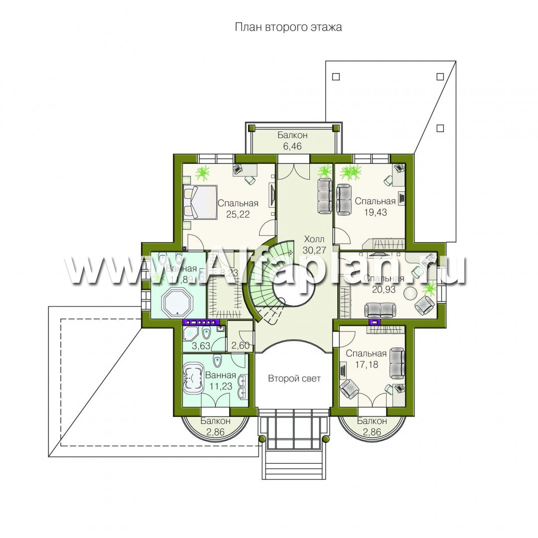 Проекты домов Альфаплан - Вилла «Эдельвейс» - элитный дом в классическом стиле - изображение плана проекта №2