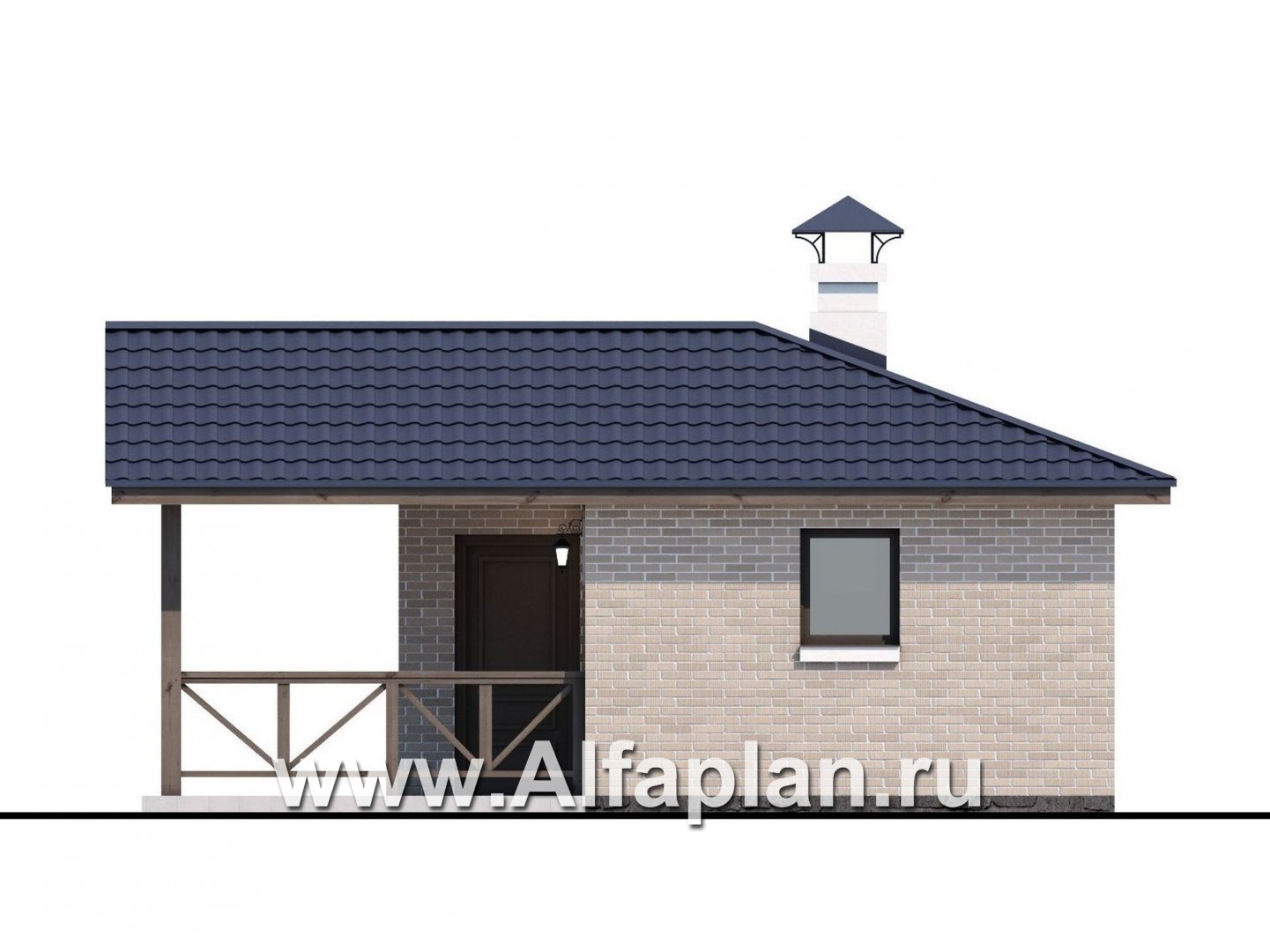 Проекты домов Альфаплан - Небольшая уютная баня с террасой (беседкой) - изображение фасада №2