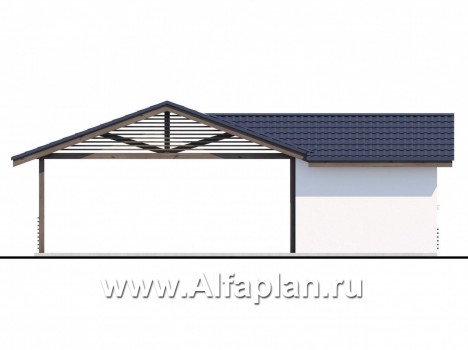 Проекты домов Альфаплан - Навес-стоянка для машин с небольшой кладовой - превью фасада №4