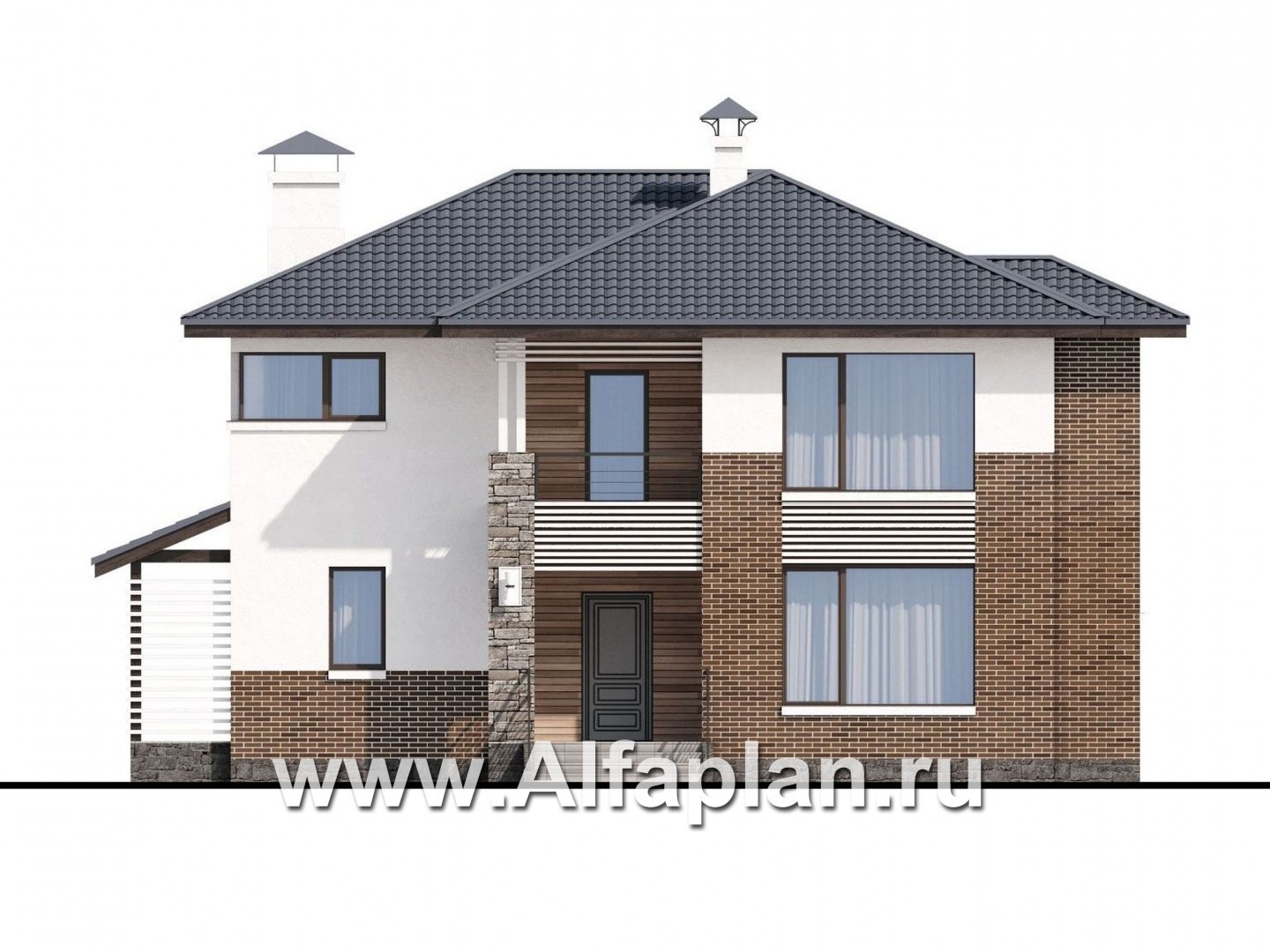 Проекты домов Альфаплан - «Страйк» - современный дом с открытой планировкой - изображение фасада №1