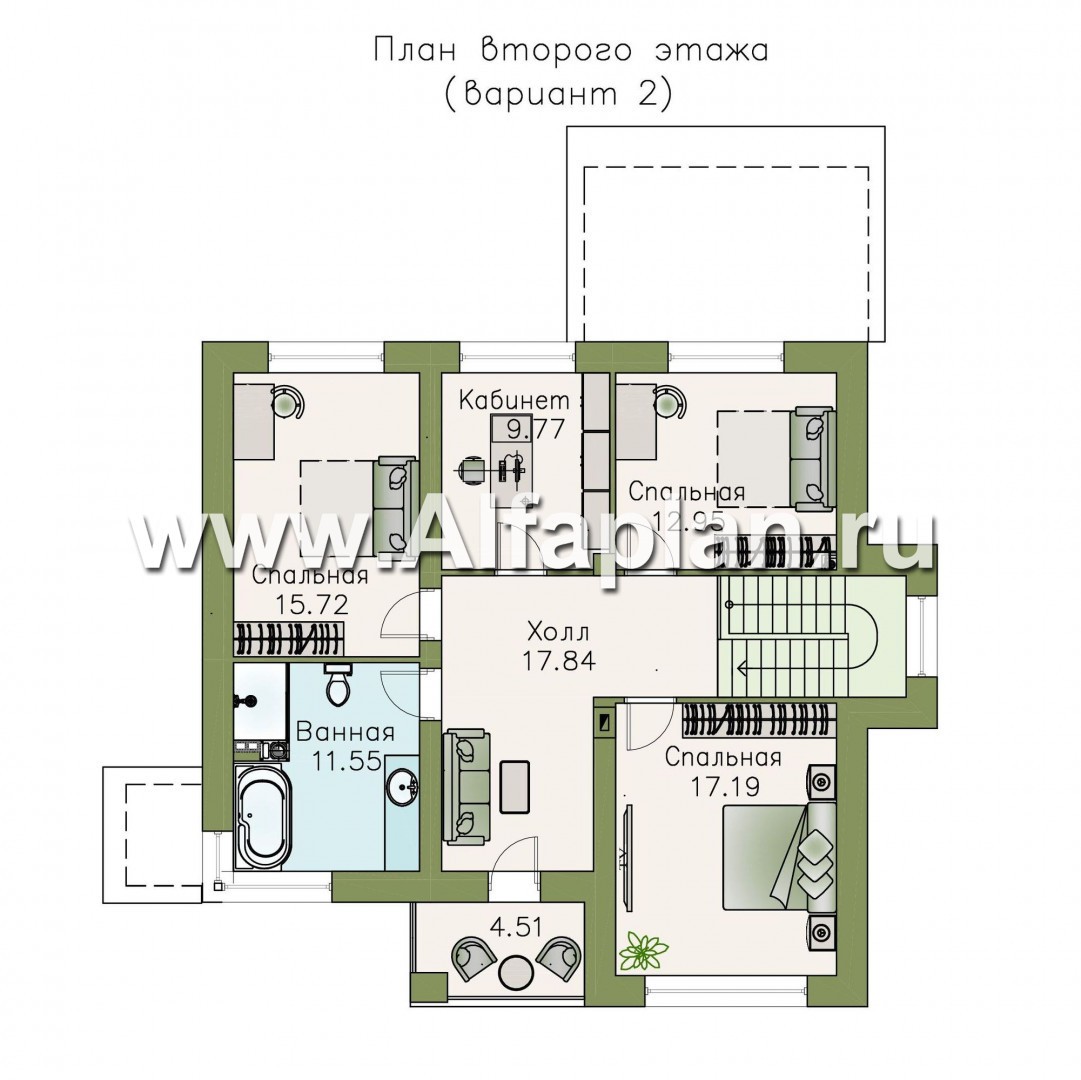 Проекты домов Альфаплан - «Страйк» - современный дом с открытой планировкой - изображение плана проекта №3