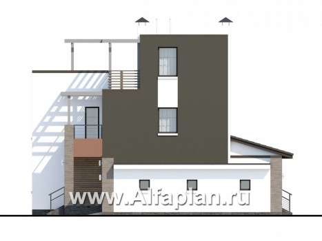 Проекты домов Альфаплан - «Рефлекс» - комфортабельный коттедж с эксплуатируемой кровлей - превью фасада №2
