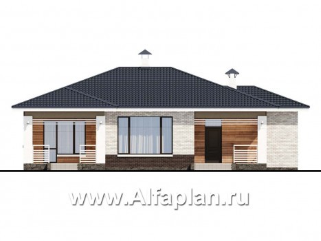Проекты домов Альфаплан - «Эрато» - современный одноэтажный коттедж с террасой - превью фасада №1