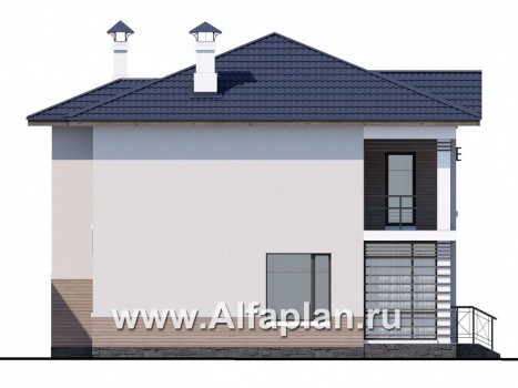 Проекты домов Альфаплан - «Знаменка» - удобный и компактный коттедж в современном стиле - превью фасада №3